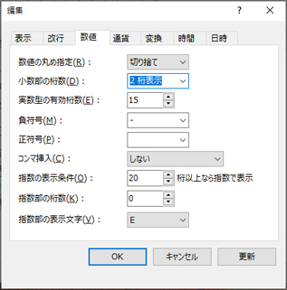 桐ヘルプ 小数点以下の桁数を揃える