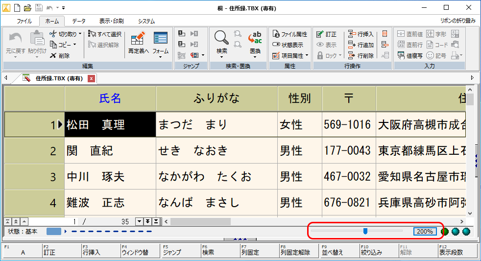 表示倍率：200%